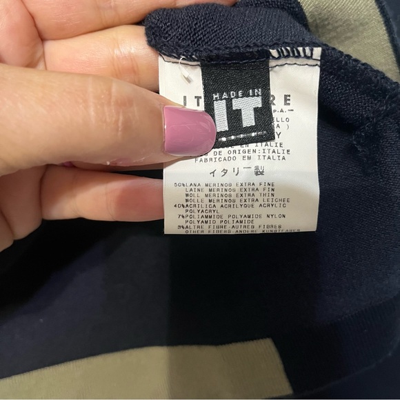 Versace Jean Couture VTG Men’s Blue and Tan Long Sleeve Wool Blend Sweater Large - Picture 6 of 8